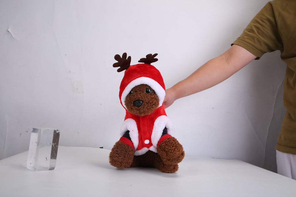 1Pc Pet Christmas Clothes Santa Claus Reindeer Antlers Costume Winter Outfit New Year Coat For Small Medium Dogs Cats