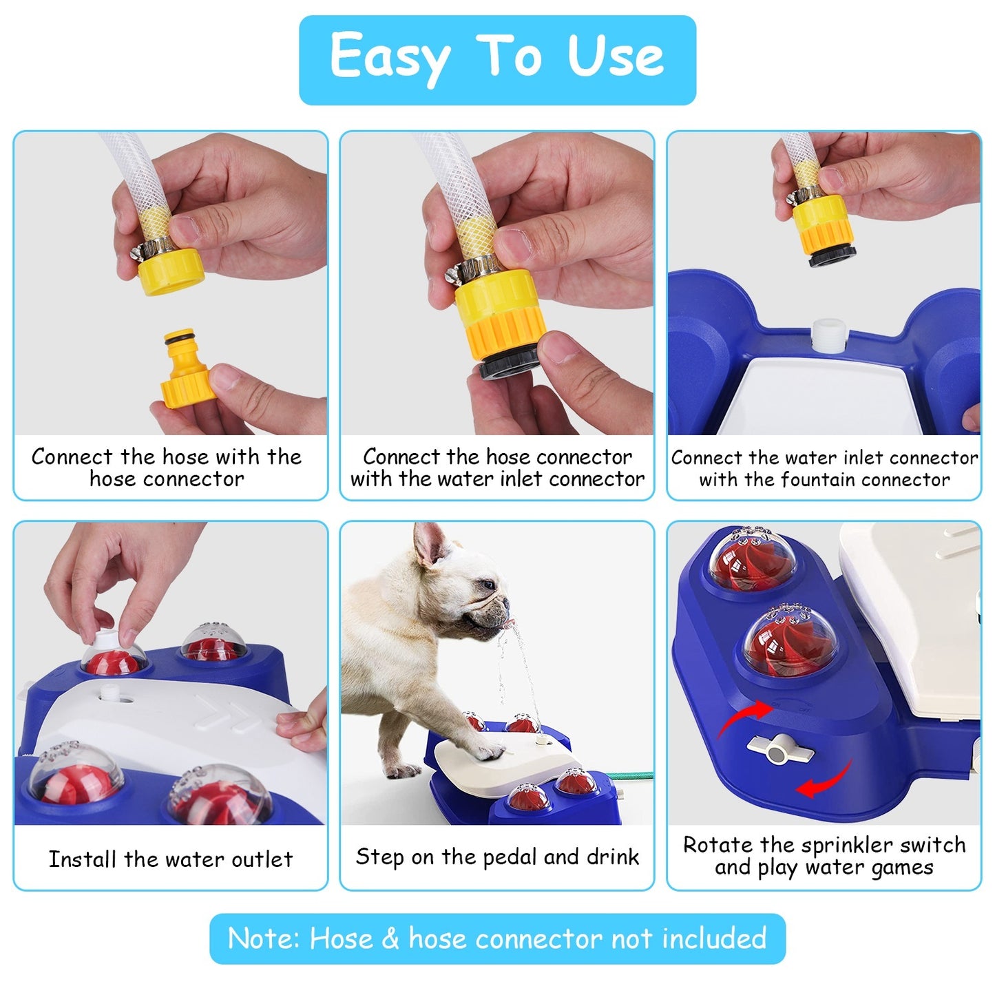 Blue-Yellow Color Options -- 1Pc Dog Water Fountain Multifunctional Automatic Pet Water Dispenser Outdoor Step-on Activated Sprinkler For Drinking Shower Fun
